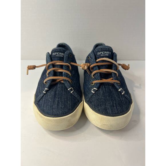 Sperry Pier View Women’s Blue Denim Slip-On Canvas Sneaker Shoes Sz 9 - Picture 2 of 7